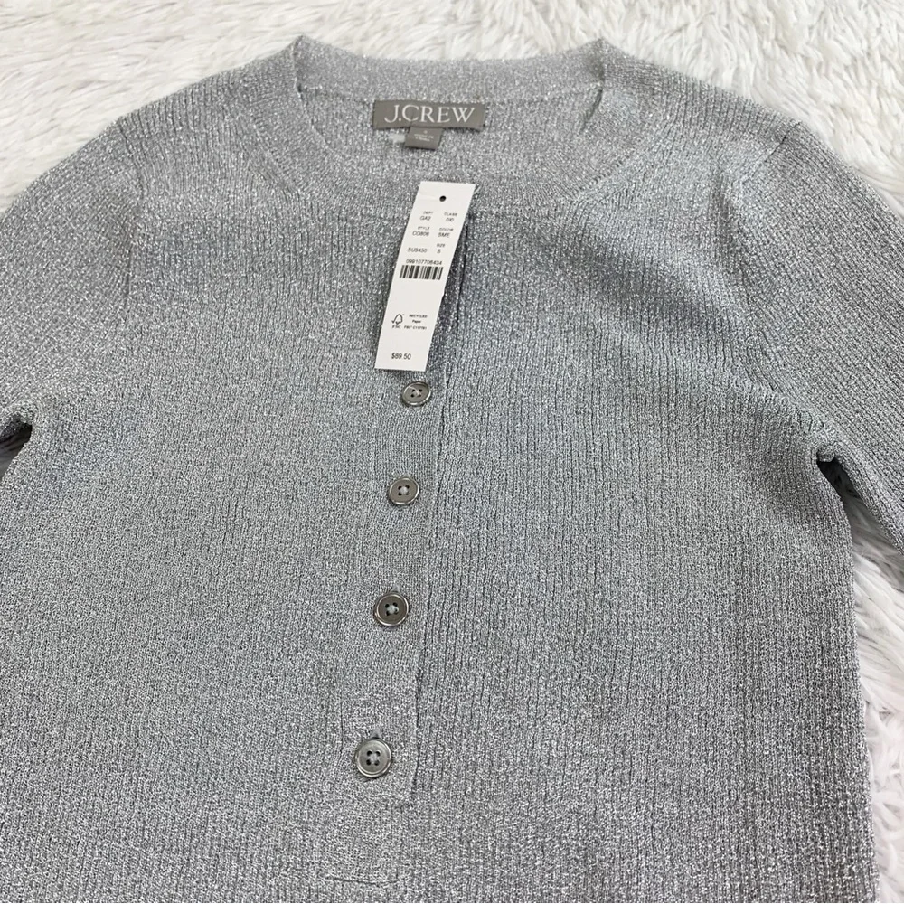 J Crew‎ NWT long sleeve Ribbed henley sweater with Lurex® metallic threads